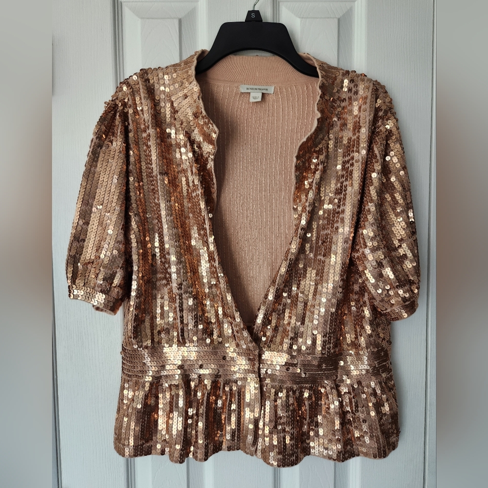 Boston Proper Sequin Peplum Cardigan Sweater/Jacket Holidsy Party